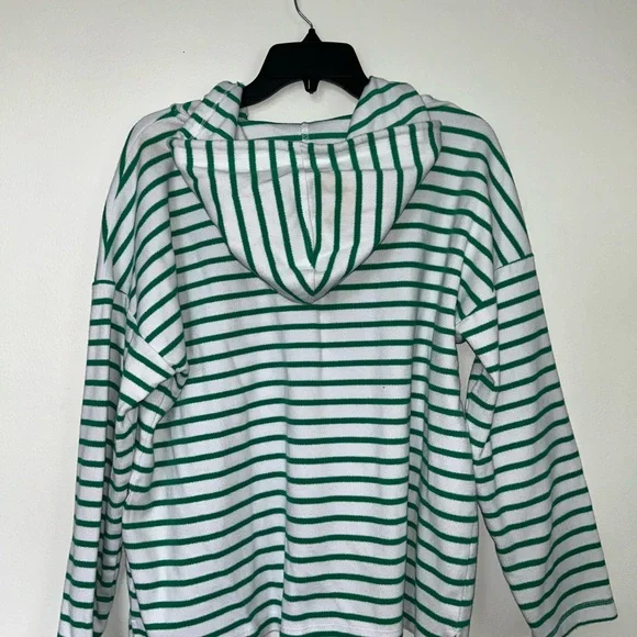 Talbots Green and White Striped Hoodie - Picture 2 of 3